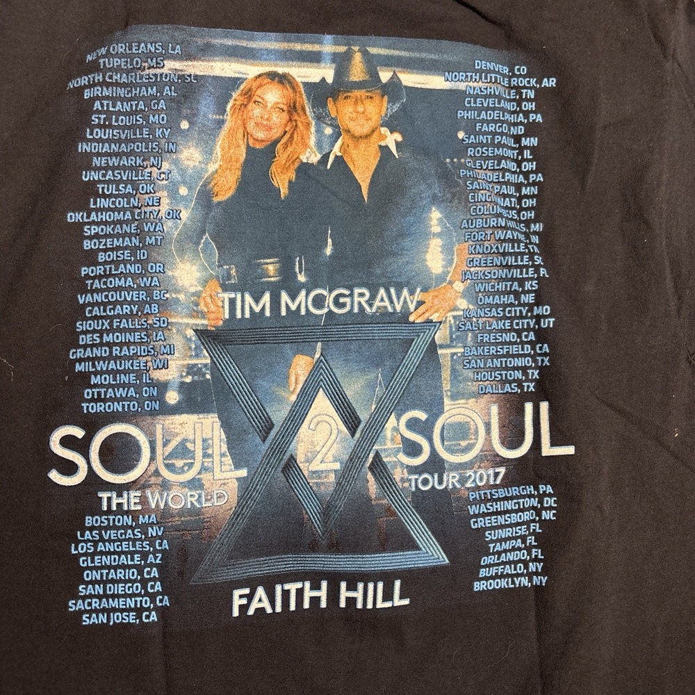 Tim McGraw‎ Faith Hill Soul2Soul Tour 2017 Concert T-Shirt Black Size - Picture 4 of 6
